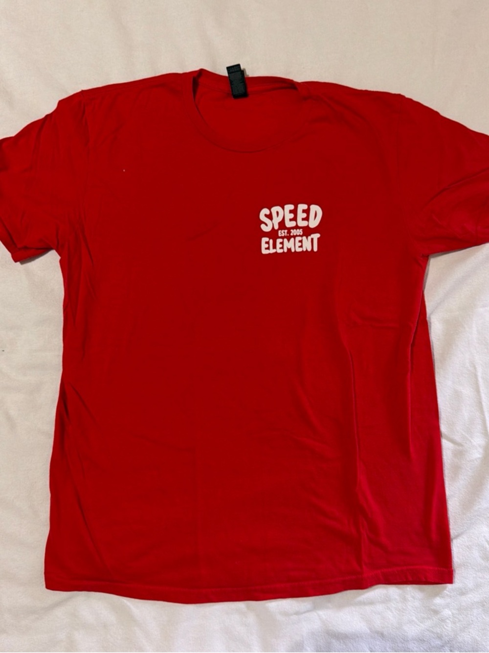 Gildan Red Short Sleeve Tee with 'SPEED ELEMENT' Print